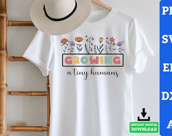 kwiat svg - rosnący mały człowiek kwiaty svg sztuka natychmiastowe pobieranie cyfrowe