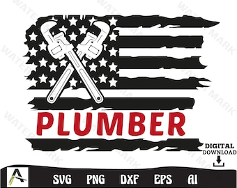 Plumber Patriotic US Flag Art - Cut File (Digital Download)