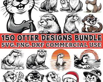 Paquete SVG de nutria Linda nutria Clipart PNG DXF Descarga digital Arte vectorial de nutria Silueta de animal salvaje Nutria de dibujos animados Archivos Cricut