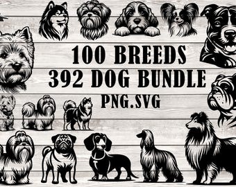 Dog Breeds SVG Bundle: 100 Clipart Collection (Digital Download)