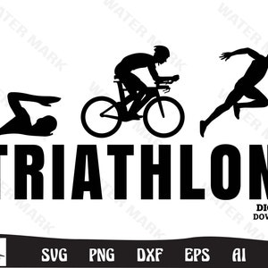 Triathlon svg - triathlon silhouette art triathlete cut file instant digital download