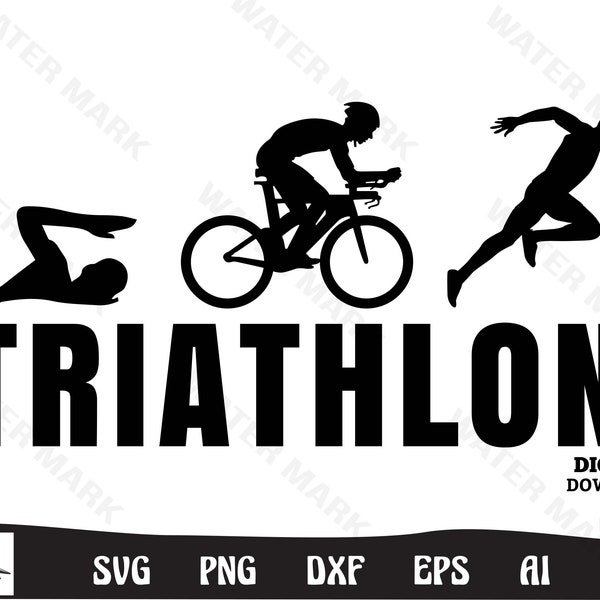 Triathlon svg - triathlon silhouette art triathlete cut file instant digital download