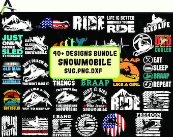 Snowmobile svg - Snowmobile designs bundle cut file clipart instant  digital download