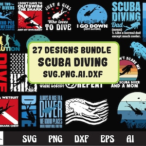 Scuba diving svg - Scuba diving bundle designs cut file art instant digital download