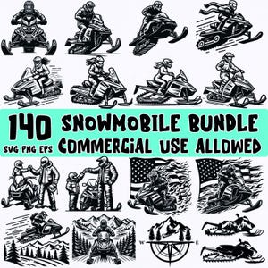 Snowmobile SVG Bundle, Snowmobile Clipart Set, Winter Sports Svg, Snowmobile Rider PNG, Vintage Snowmobile EPS, Outdoor Adventure Vector
