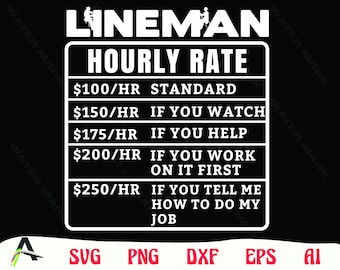 Lineman svg - Lineman Stundensatz Elektriker Art Plotterdatei instant digital download
