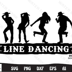 Line dancing svg - cool line dancing silhouette art cut file instant digital download