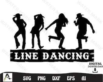 Line dancing svg - cool line dancing silhouette art cut file instant digital download