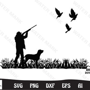 Dove Hunting Clipart: Hunter Silhouette Cut Files (Digital Download)