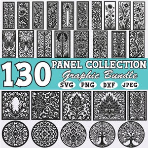 130 Laser Cut Floral Panel SVG Bundle for Cricut Glowforge Projects – Decorative Mandala Wall Art dxf png and jpeg Files Included