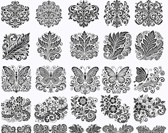 330 Filigree Designs Bundle - Intricate SVG PNG EPS Files for Cricut and Silhouette - Floral And Butterfly Clipart for Crafting Projects