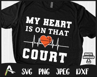 Basketball Mom SVG: Heart on Court Design (Digital Download)
