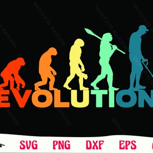 Metal detector svg - metal detecting evolution retro style treasure hunting art instant digital download