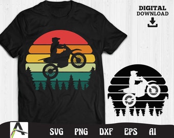 Dirt bike svg clipart - motocross style rétro cut file cricut silhouette téléchargement numérique