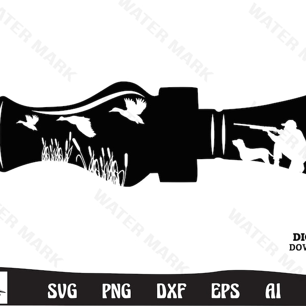 duck hunting svg file - duck hunting whistle silhouette cut file descarga digital instantánea