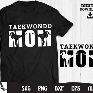 Taekwondo svg - Cool taekwondo mom art black belt martial arts silhouet cricut clipart digitale download gratis voor commercieel gebruik