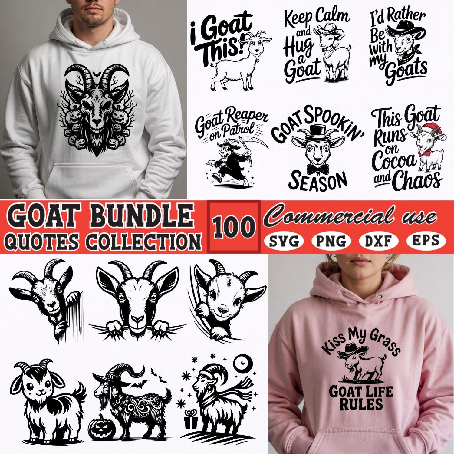 Goat SVG Bundle: Funny Farm Animal Quotes, Commercial Use (Digital Download