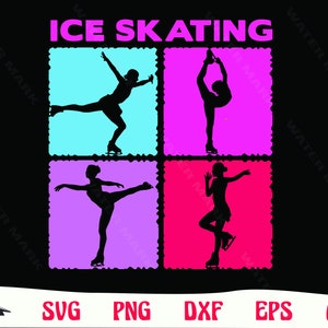 Ice skating svg file - ice skating retro style art for cricut  cut file ice skating svg sports art digital download