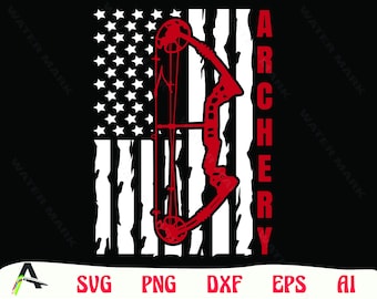 Archery svg file - cool archery american flag art cut file clipart instant digital download