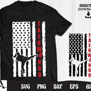 Taekwondo svg - taekwondo us flag black belt martial arts silhouette cricut clipart digitale download gratis voor commercieel gebruik