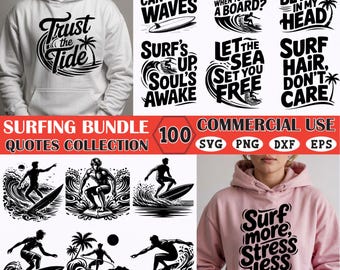 Surf Quote SVG Bundle: Retro Beach Designs for T-Shirts (Digital Download)