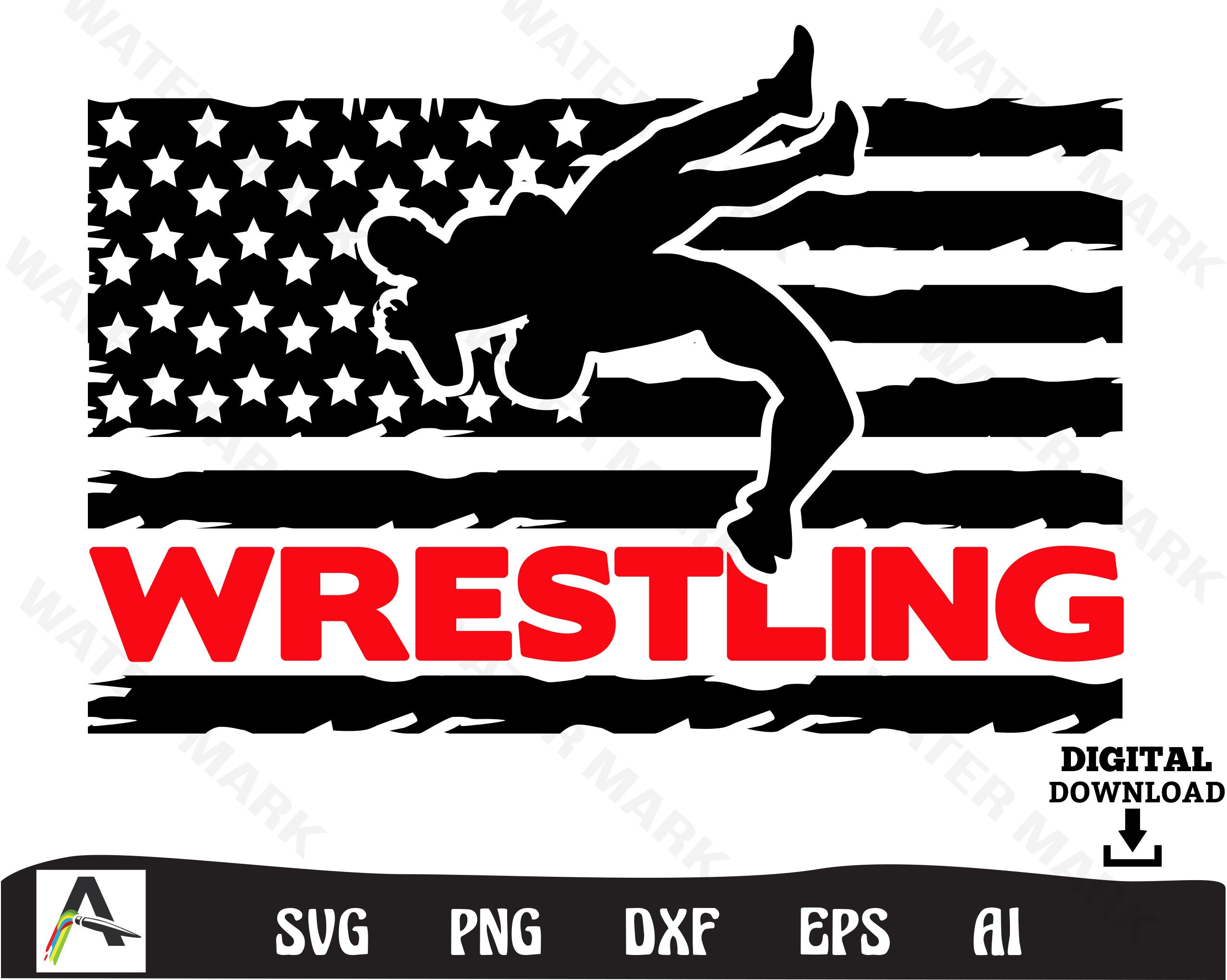Wrestling Svg Cool American Wrestling Flag Pngsvgaidxf Etsy Ireland