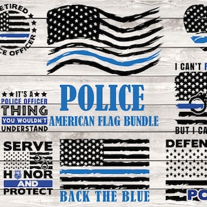 Police American Flag SVG Bundle - Thin Blue Line SVG  cut files instant digital download