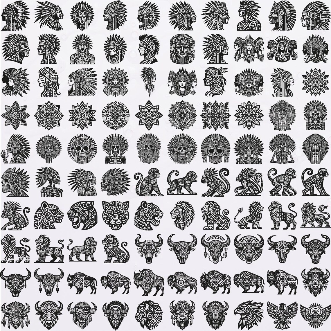 Aztec Tribal Designs Bundle: 200 SVG PNG DXF Files - Etsy