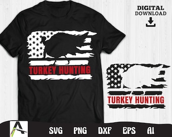 Turkey Hunting US Flag SVG: Hunter Digital Download