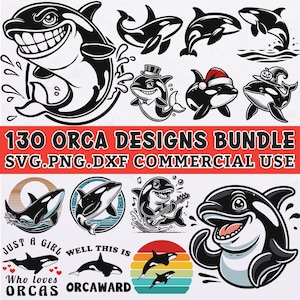 Orca Svg Design Bundle – Killer Whale Clipart PNG DXF Files Orca Silhouette SVG for Cricut  Cute Orca Designs Commercial Use Graphics
