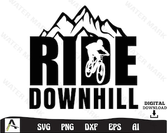 mountainbike SVG - rit bergafwaarts fietsen SVG clipart instant digitale download