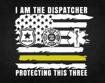 Thin Yellow Line Dispatcher SVG  Police Fire EMS Support American Flag Cut File  First Responder 911 Operator Clipart for Cricut Silhouette