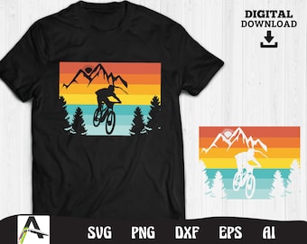mountainbike SVG - MTB artistieke retro stijl fietsen SVG clipart instant digitale download