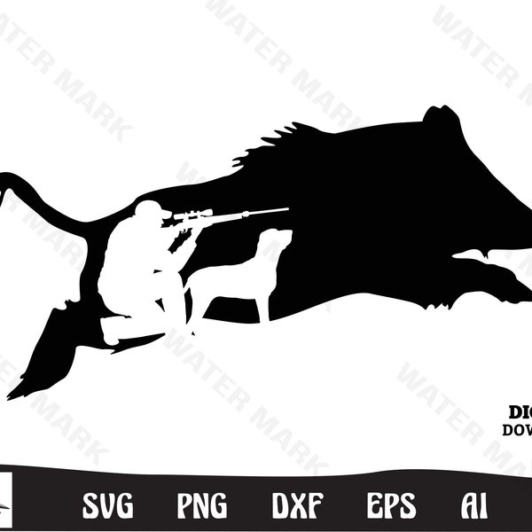 Wild boar svg - hogs hunting silhouette cut file instant digital download