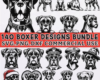 Boxer Dog SVG Bundle: 140 Designs, Dog Lover Clipart (Digital Download)