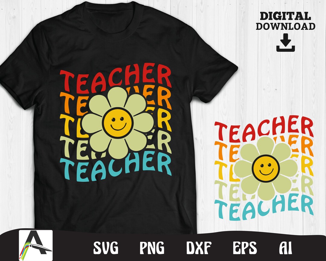 Lehrer svg cooler Lehrer RetroStil mit Blume Schule SVG Etsy.de