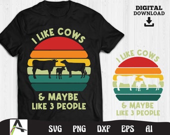 Cow Farm SVG: Retro Art Silhouette (Digital Download)