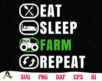 Farmer Tractor svg - eat sleep farm repeat tracktor svg instant digital download