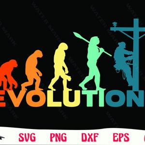 Lineman svg - lineman funny evolution retro style Electrician art cut file instant digital download