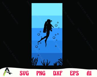 Scuba Diving Art Cut File: Diver Silhouette (Digital Download)