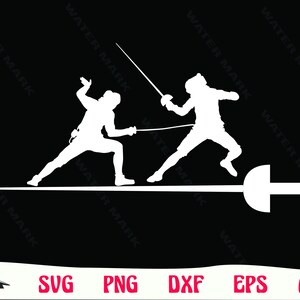 Fencing svg file - cool fencing silhouette art  fencing cut file for cricut vector  digital download