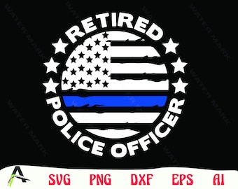 Ruhestand Polizist Amerikanische Flagge Design (Digitaler Download)