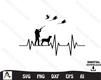 Fasanjaktsilhuett Clipart: Jaktsäsong SVG PNG (digital nedladdning)
