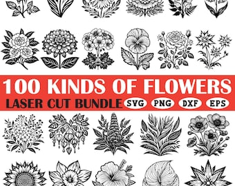 Flower Laser Cut SVG Bundle: Floral Vector Clipart for Cricut & Glowforge