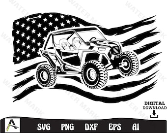 UTV svg - クールなUTVアメリカ国旗アートカットファイル、インスタントデジタルダウンロード