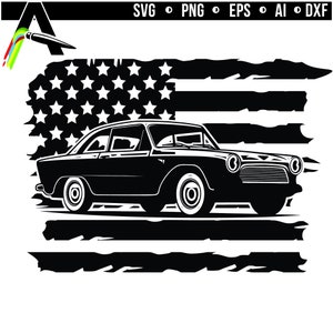 Oldtimer - Oldtimer, amerikanische Flagge, Oldtimer-Kunst, sofortiger digitaler Download