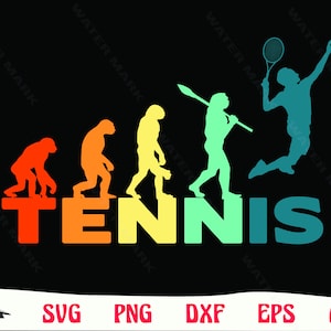 Tennis SVG, Tennisschläger svg design - human evolution retro style SVG Tennis svg cricut tennis sister svg, SoCuteCuttables digital download