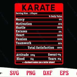 katare SVG en cut bestanden voor Crafter - karate voedingsfeiten silhouet clipart digitale download