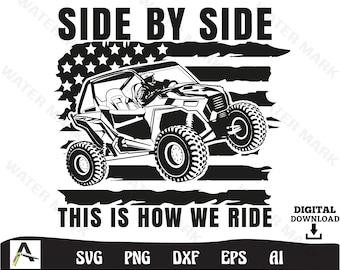 UTV サイドバイサイド SVG: アメリカ国旗アートカットファイル (デジタルダウンロード)