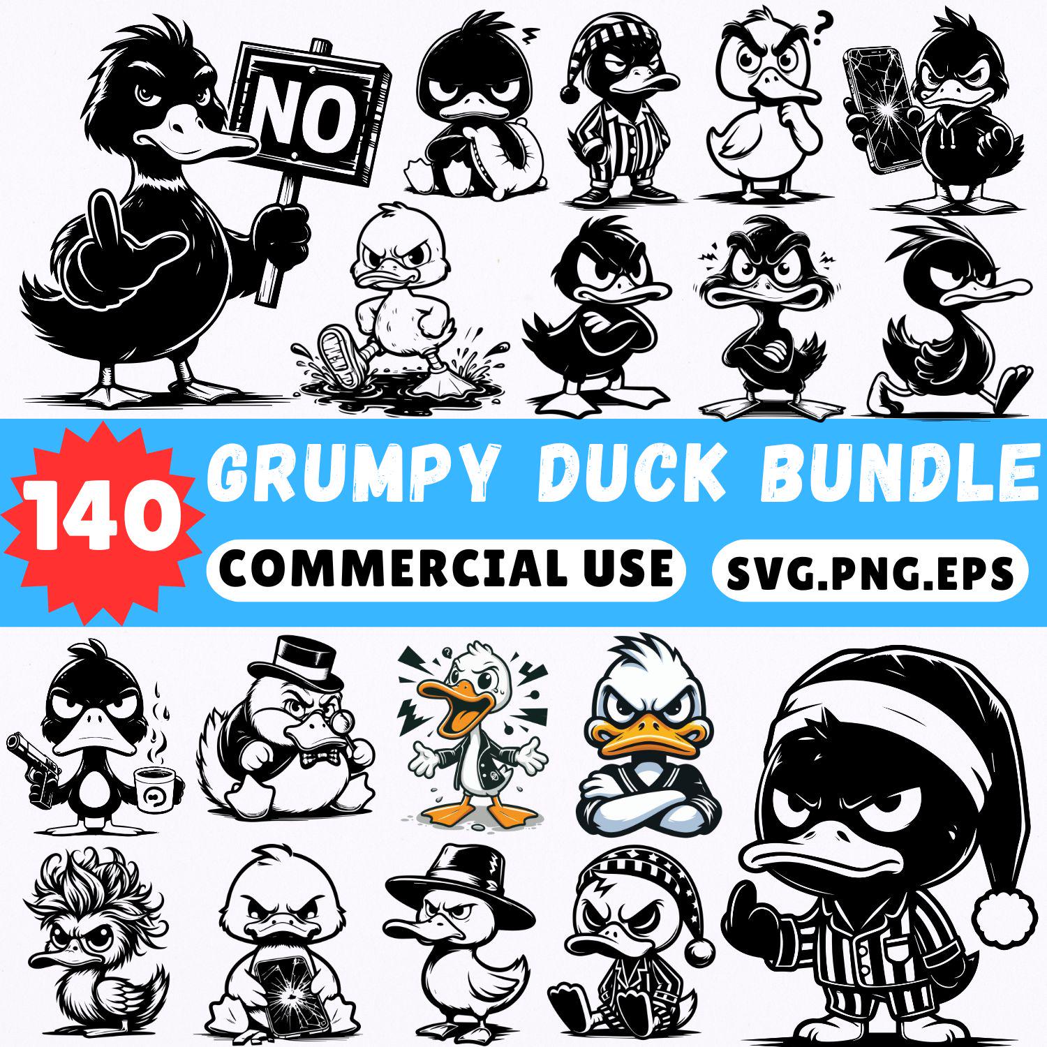 140 Grumpy Duck SVG Bundle Funny Angry Duck Clipart Commercial Use ...